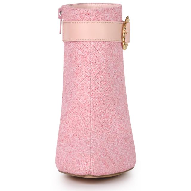 Allegra K メッシュ アンクルブーツ スティレット ピンヒール レディース ピンク 25.0 cmの通販は 4,793円