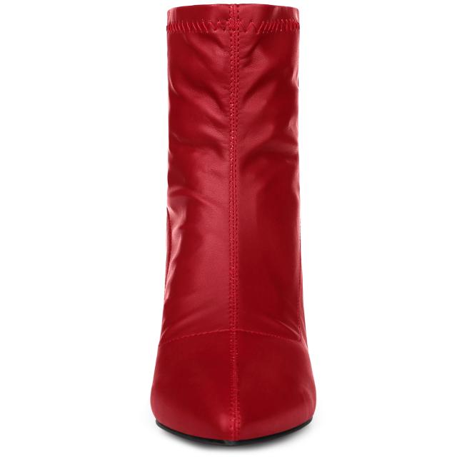 Allegra K アンクルブーツ ブロックヒール バックジップ レディース レッド 24.0 cmの通販は 5,220円