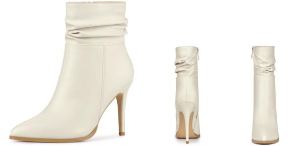 Allegra K アンクルブーツ スティレットヒール サイドジップ レディース クリーム 26.5の通販は 5,487円