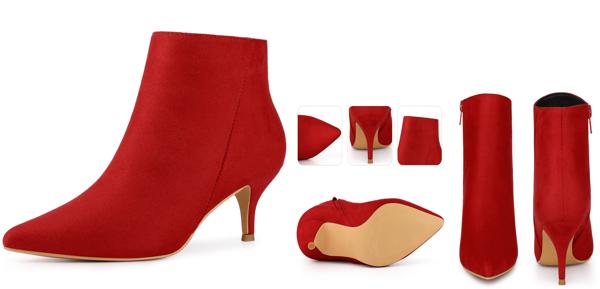 Perphy アンクルブーツ スティレットヒール ポイテッドトゥ サイドジップ レディース レッド 26.0 cmの通販は