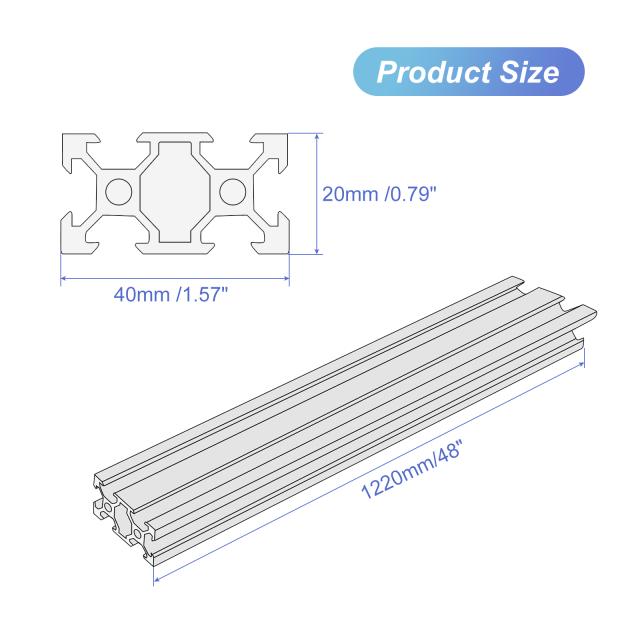 uxcell Vスロット 2040アルミ押出材 欧州規格 1220 mm長さ 陽極酸化レール ブラック CNC DIY 3Dプリンターおよび産業用 5個の通販は