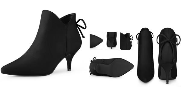 Perphy 女性用ポインテッドトゥボウキトゥンヒールアンクルブーティ ブラック 24.0cmの通販は