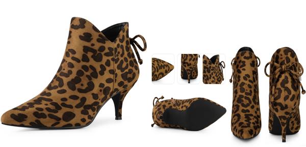 Perphy 女性用ポインテッドトゥボウキトゥンヒールアンクルブーティ ヒョウ 26.5cmの通販は