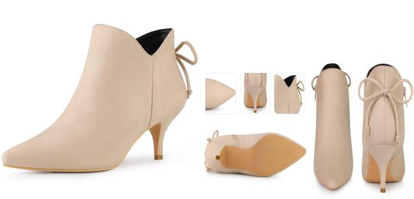 Perphy 女性用ポインテッドトゥボウキトゥンヒールアンクルブーティ ベージュ 25.0cmの通販は