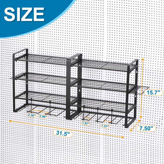 uxcell 電動工具オーガナイザー 4レイヤー 7ドリル 収納ラック 壁掛けスタイル ガレージ工具棚 電動工具およびハンドツール用 78x40 cmの通販は 10,315円