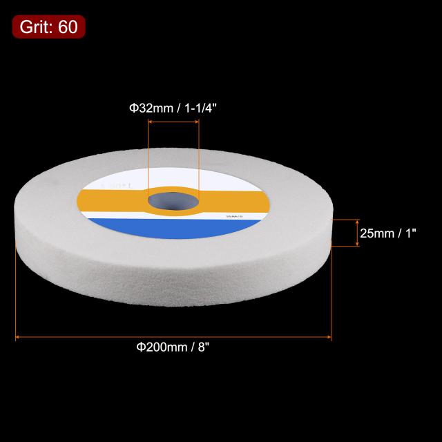 uxcell ベンチ研削ホイール 203 mm 60グリット 25 mm厚さ 32 mm アーバーホワイト酸化アルミニウム砥石 研削および切断グラインダーホイール 自動車 船舶 機械用 2の通販は 7,636円