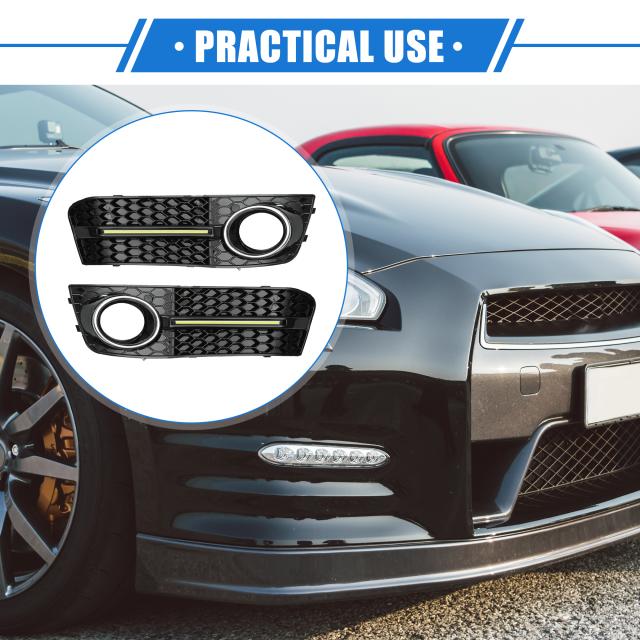 uxcell フロントバンパーグリルフォグランプ Audiに対応 A4 B8 STANDARDに対応 2009-2011 耐久性 プラスチック LED付き ブラック フロント 1ペアの通販は