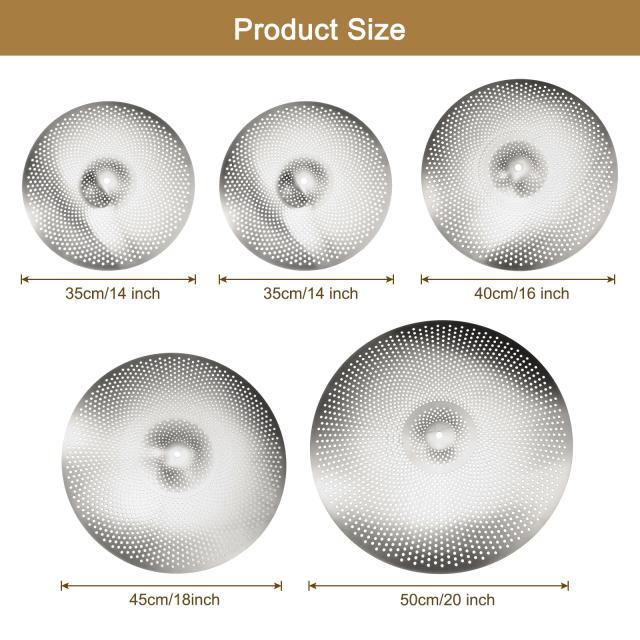 uxcell ミュートシンバルセット 35 cm 40 cm 45 cm 50 cm 低音量プラクティスシンバル バッグ付き シルバー 5個の通販は