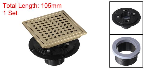 uxcell 角型シャワー排水管 304ステンレス鋼床ドレン フランジ付き バスルーム キッチン ガレージ シャワー プール シンク用 クアドラトパターン格子 取り外し可能 150 mmゴー ルドの通販は