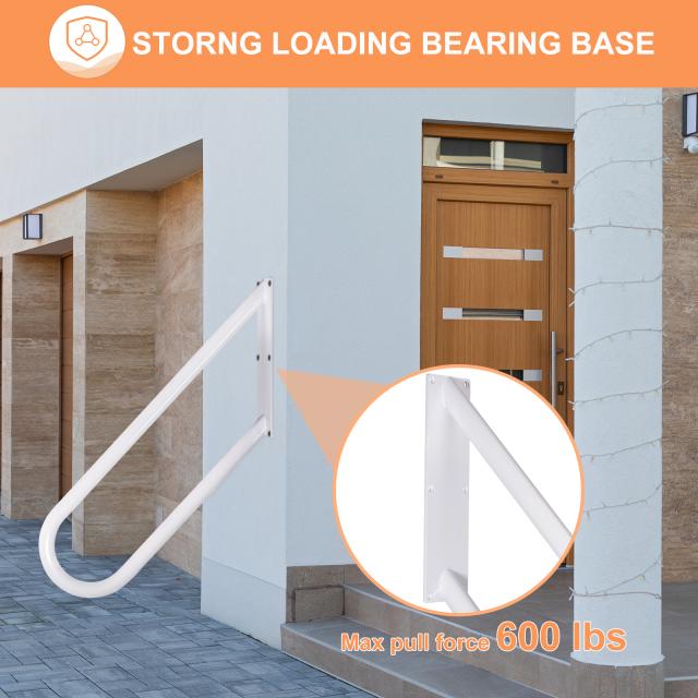 uxcell U字型階段手すり 屋外ステップ用 壁掛け手すり 1-4ステップ 手すり 庭 壁 ガレージ ポーチ ステップ 入り口用 ホワイト