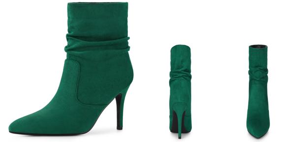 Allegra K レディース スラウチ ポインティトゥ プルオン スティレットヒール アンクルブーツ 緑 23.5の通販は 4,782円