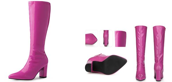 Perphy ゴーゴーブーツ パテントレザー チャンキーヒール ニーハイブーツ レディース ホトピンク 25cmの通販は 5,300円
