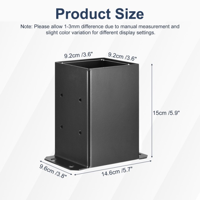 uxcell ポストベース 100x100 mm 粉体塗装 ポストブラケット ネジ付き デッキ手すり ログキャビン 屋外用 6個 インナーサイズ9.2 x 9.2 c