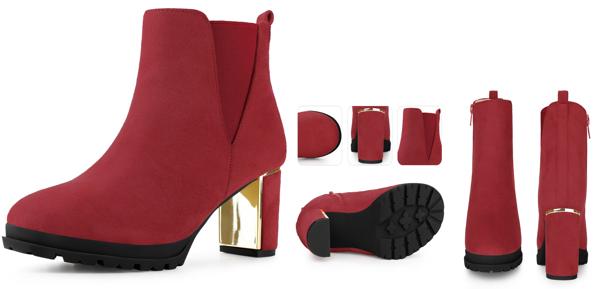 Perphy 女性用プラットフォームチェルシーブーツラウンドトゥチャンキーヒールアンクルブーツ レッド 24の通販は 5,557円