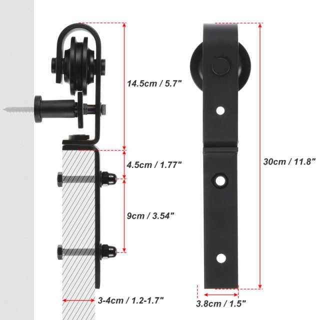uxcell 二つ折りスライド納屋ドアハードウェアキット 2つのクローゼットドア用 フラットトラックJ形ローラー トップマウント取り付け ス
