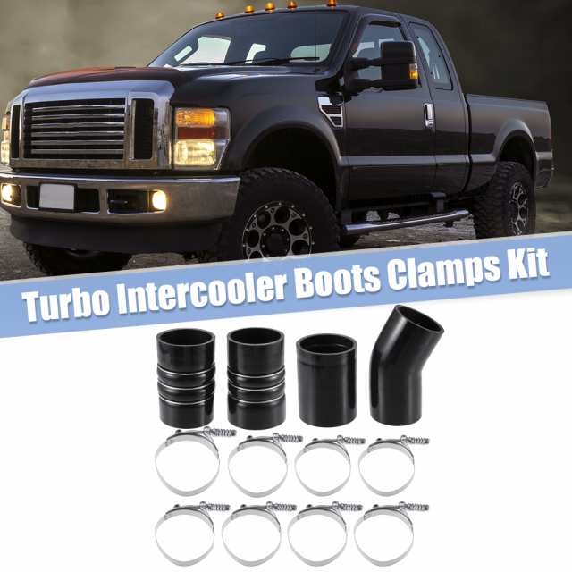 X AUTOHAUX ターボインタークーラーブーツクランプキット クランプ8個付き Fordに対応 F250 F350 6.0Lに対応 2003-2007 メタル ブラック