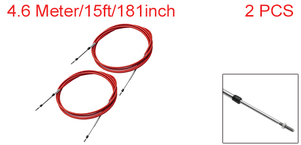 uxcell 15ft 4.6 M 181インチ マリンスロットルシフトリモコンボックスケーブル 船外機ボートモーターステアリングシステム用 レッド 2個の通販は 7,152円
