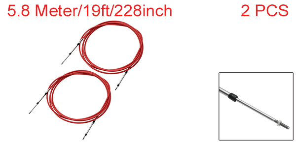 uxcell 19ft 5.8 M 228インチ マリンスロットルシフトリモコンボックスケーブル 船外機ボートモーターステアリングシステム用 レッド 2個の通販は