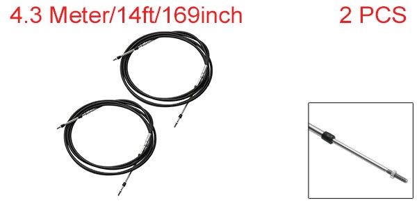 uxcell 14ft 4.3 M 169インチ マリンスロットルシフトリモコンボックスケーブル 船外機ボートモーターステアリングシステム用 ブラック 2個の通販は