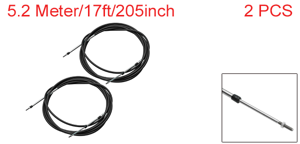 uxcell 17ft 5.2 M 205インチ マリンスロットルシフトリモコンボックスケーブル 船外機ボートモーターステアリングシステム用 ブラック 2個の通販は 6,185円
