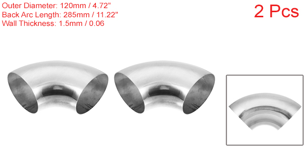 uxcell SS304ステンレス鋼ベンドチューブ排気エルボパイプ OD 4.75インチ 90度 車の改造された排気システム用 0.06インチ肉厚配管 シルバートーン 2個の通販は 6,396円
