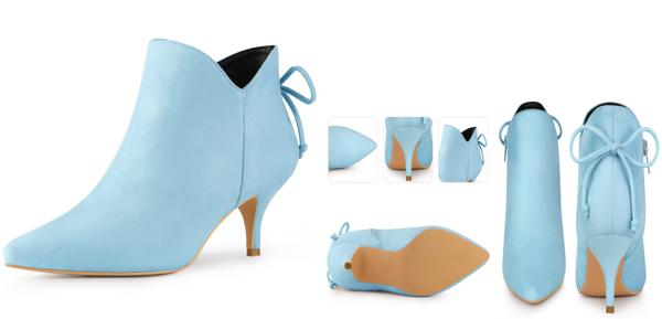 Perphy 女性用ポインテッドトゥボウキトゥンヒールアンクルブーティ スカイブルー 24.0cmの通販は