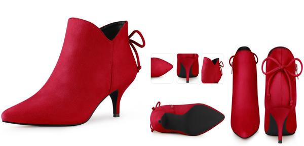 Perphy 女性用ポインテッドトゥボウキトゥンヒールアンクルブーティ レッド 25.0cmの通販は