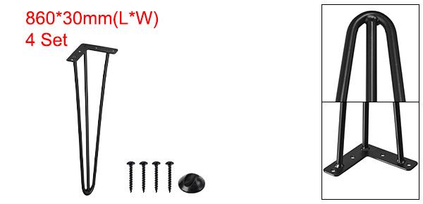 uxcell 家具脚 4個セット 34 - メタルヘアピンテーブル脚3本ロッド デスクチェア コーヒーテーブル ナイトスタンド用のDIYホームプロジェクトにゴム床保護具を付属