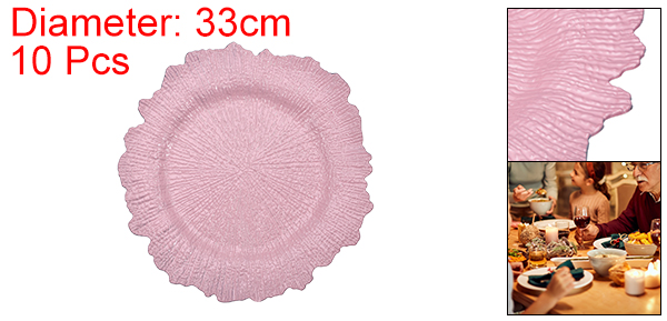 uxcell 10個セットのリーフチャー ジャープレート 13のプラスチック製フローラルチャー ジャープレート ディナーウェディングパーティーイベントテーブルセッティングデコレーションピンクの通販は