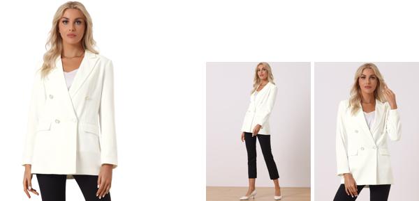 Allegra K レディース 仕事用 オフィス ビジネス カジュアルブレザー ラペルカラー ドレッシー スーツジャケット ホワイト XSの通販は 4,739円