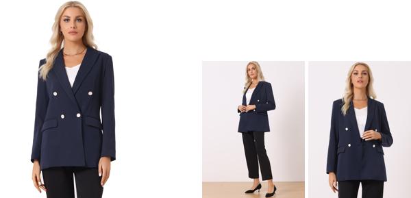 Allegra K レディース 仕事用 オフィス ビジネス カジュアルブレザー ラペルカラー ドレッシー スーツジャケット ネイビーブルー XLの通販は 4,966円