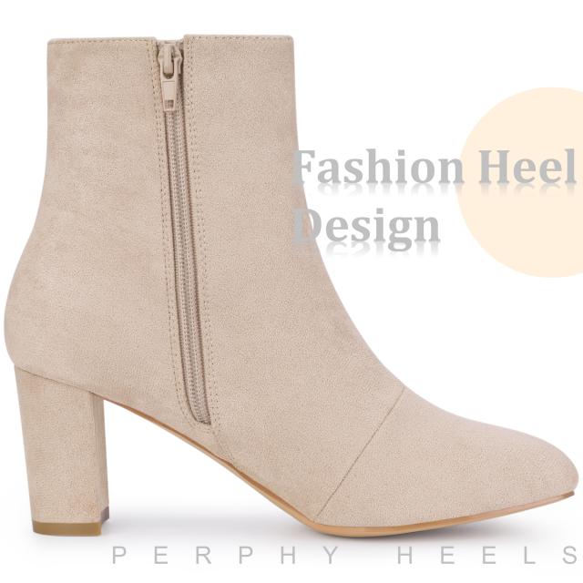 Perphy レディース用スクエアトゥブロックヒールアンクルブーツ ベージュ 27.5cm 5,117円