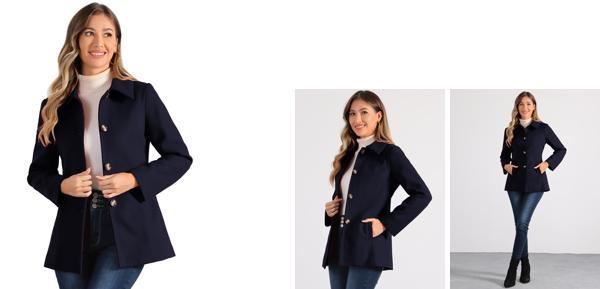 Allegra K オーバーコート ピーコート 襟付き シングルブレスト 冬 レディース女性のオーバーコート襟シングルブレストピーコート ネイビーブルー XSの通販は 5,819円