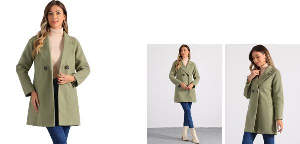 Allegra K チェスターコート レディース ジャケット 秋冬 ラシャコート アウター コート ラグランスリーブ 防寒 ピーグリーン XSの通販は 5,810円