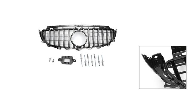 X AUTOHAUX メルセデスベンツに対応E200 2016-2020用フロントアッパーフードバンパーグリル AMGスタイル クロームシルバートーン黒いの通販は