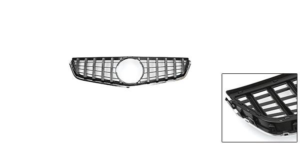 X AUTOHAUX メルセデスベンツに対応E250 2011-2013用フロントアッパーフードバンパーグリル AMGスタイル クロームシルバートーン黒い
