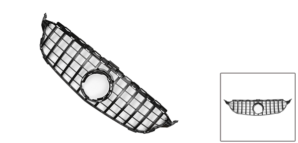 X AUTOHAUX メルセデスベンツに対応C250 2013-2016用フロントアッパーフードバンパーグリル AMGスタイル 黒い