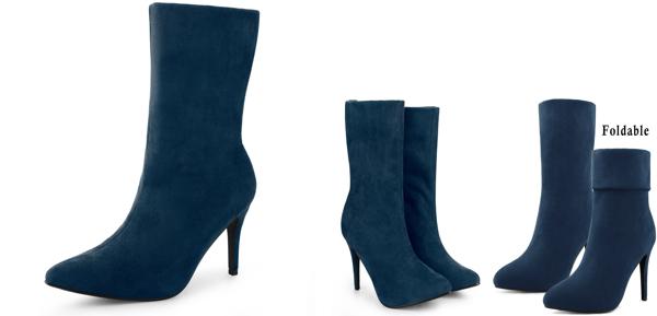 Perphy ソックスブーツ ポインテッドトゥ 折り　ミッドカーフブーツ スティレットヒール アンクルブーツ 女性用 ロイヤルブルー 26の通販は 5,487円