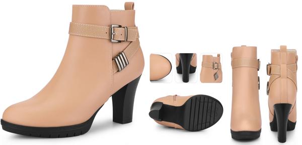 Perphy 女性用プラットフォームブロックヒールバックルアンクル ブーツ ブーツ・ブーティ 肌色 25.5cm 5,098円
