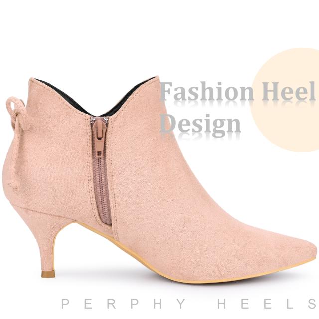Perphy 女性用ポインテッドトゥボウキトゥンヒールアンクルブーティ ダストピンク 26.5cmの通販は Perphy 女性用ポインテッドトゥボウキトゥンヒールアンクルブーティ ダストピンク 26.5cmの通販は