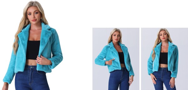 Allegra K ファーコート ジャケット ショートコート フェイクファー ゆったり 冬 レディース ピーコックブルー XLの通販は