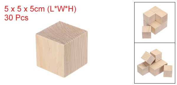 uxcell 30個 木製ブロック 0.2x0.2x0.2 正方形未仕上げ木製キューブ DIY アート装飾 工芸 削り出しの通販は 5,381円