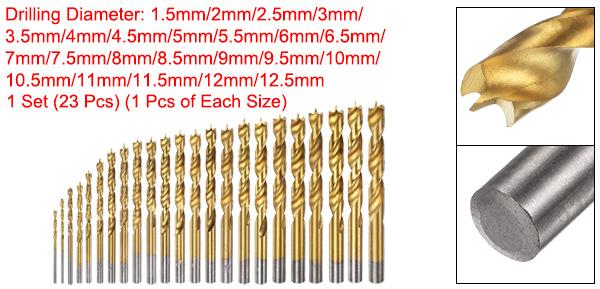 uxcell 23個のブ ラッドポイ ントドリルビットセット1.5mm-12.5mmDiaストレートラウンドシャンクドリルメトリックブ ラッドポイ ント螺旋ツイ ストドリルビット カーペンターウッドワーキングプラスチックラバー用 金色23で1セットの通販は 5,359円