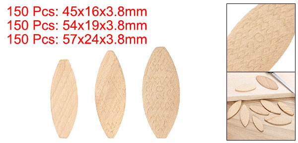 uxcell ウッドジョイナービスケット 木工ビスケット ジョイナーアクセサリー 大工とDIYプロジェクト用 45x16x3.8 mm/54x19x3.8 mm/57x24x3.8 mm450個の通販は