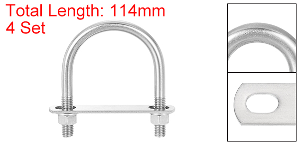 uxcell 丸型Uボルト 4セット 77mm(3.03) 内幅 114mm長さ M12 304ステンレス鋼Uクランプボルト ナットおよびプレート付き ボートトレーラー用の通販は