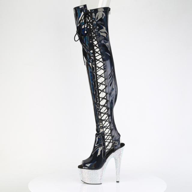 Pleaser(プリーザー) BEJEWELED-3052HG-7 オープントゥ／バック 両サイドレースアップサイハイブーツ ABラインストーン厚底◆取り寄せ_2