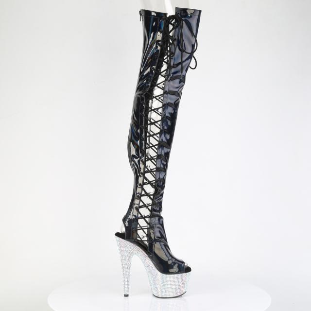 Pleaser(プリーザー) BEJEWELED-3052HG-7 オープントゥ／バック 両サイドレースアップサイハイブーツ ABラインストーン厚底◆取り寄せ_4