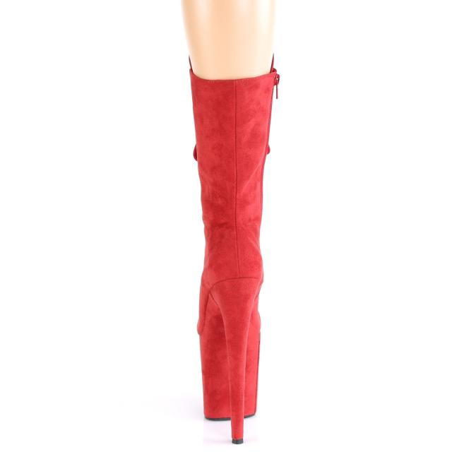 Pleaser(プリーザー) FLAMINGO-1050FS フラミンゴ レースアップミッドカーフブーツ フェイクスウェード サイドZIP レッド 赤◆取り寄せ_3