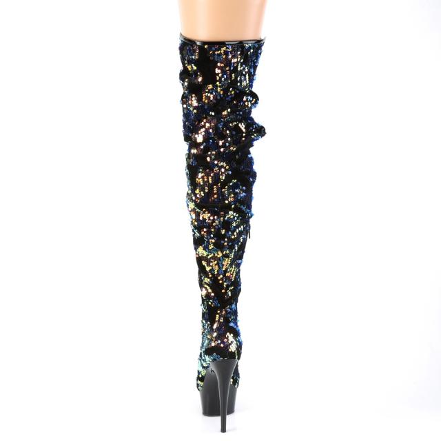 Pleaser(プリーザー) DELIGHT-3004 厚底 スパンコールサイハイブーツ シークイン バーレスク ブルーイリデセント◆取り寄せ_3