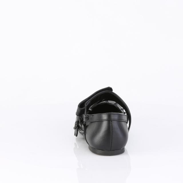 Demonia(デモニア) DAISY-08 ダブルストラップフラットシューズ スカルバックル スパイクスタッズ つや消し黒◆取り寄せ_3